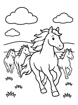 Free printable Wild Horses Galloping Across Prairie coloring page