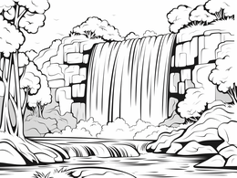 Waterfall Coloring Page Fun - Coloring Page