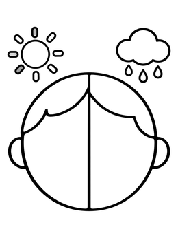 Free printable Split Emotion Weather Face Template coloring page