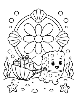 Free printable Sea Sponge Pulling Shell Sled coloring page