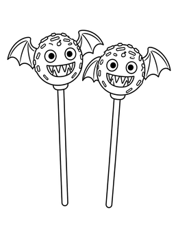 Free printable Spooky Bat Monster Cake Pops coloring page