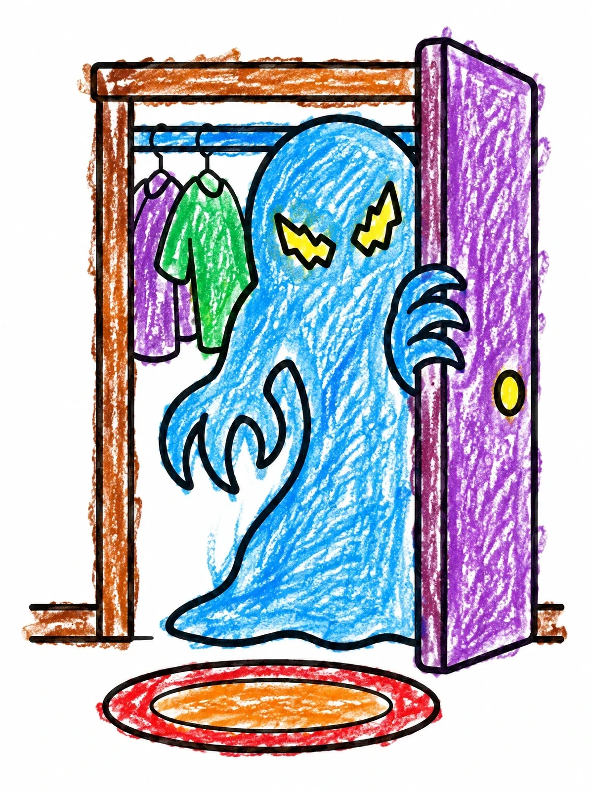 Colored example of the Spooky Monster In The Closet coloring page