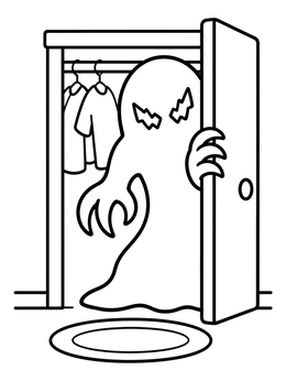 Free printable Spooky Monster In The Closet coloring page