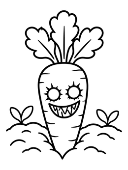 Free printable Spooky Garden Carrot Face coloring page