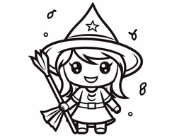 Witch: Young Sorceress With Her Magic Broom