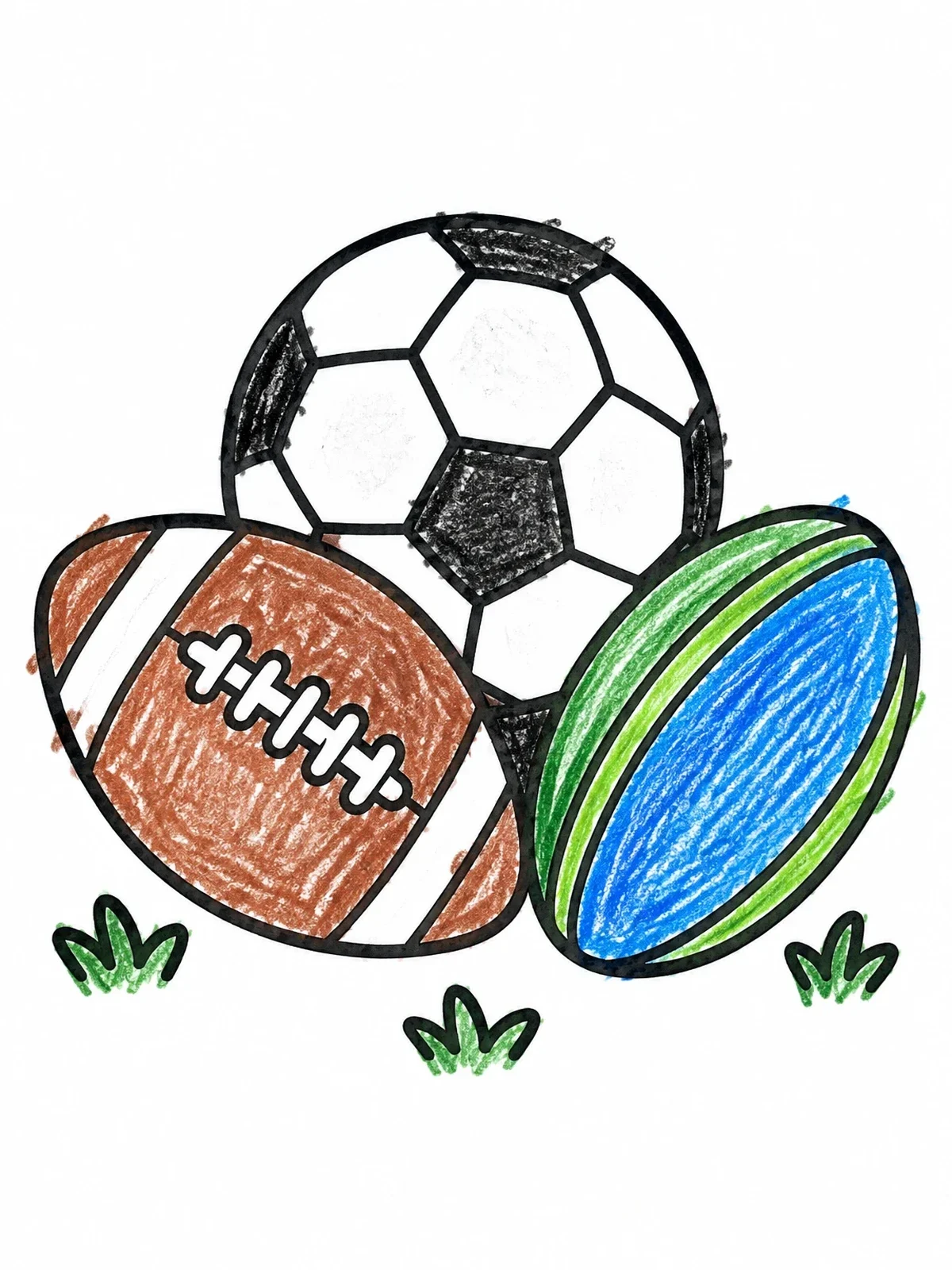 Colored example of the Collection Of Assorted Sports Balls coloring page