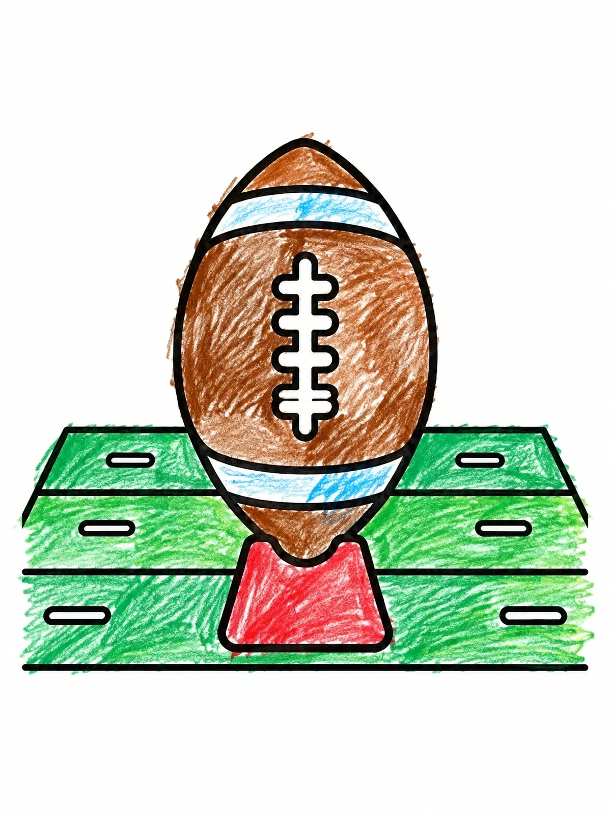 Colored example of the American Football On Kicking Tee coloring page