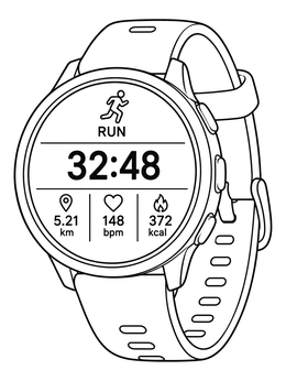 Free printable Sports Smartwatch With Running Stats coloring page