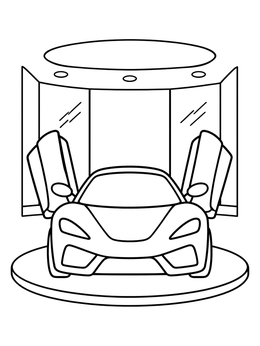 Free printable Supercar In Modern Showroom coloring page