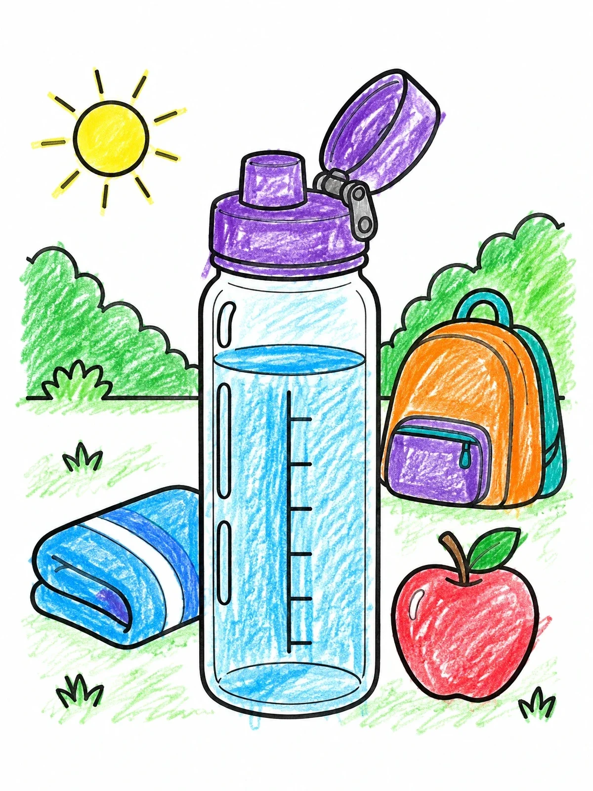 Colored example of the Sports Water Bottle And Outdoor Gear coloring page