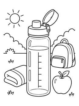 Free printable Sports Water Bottle And Outdoor Gear coloring page