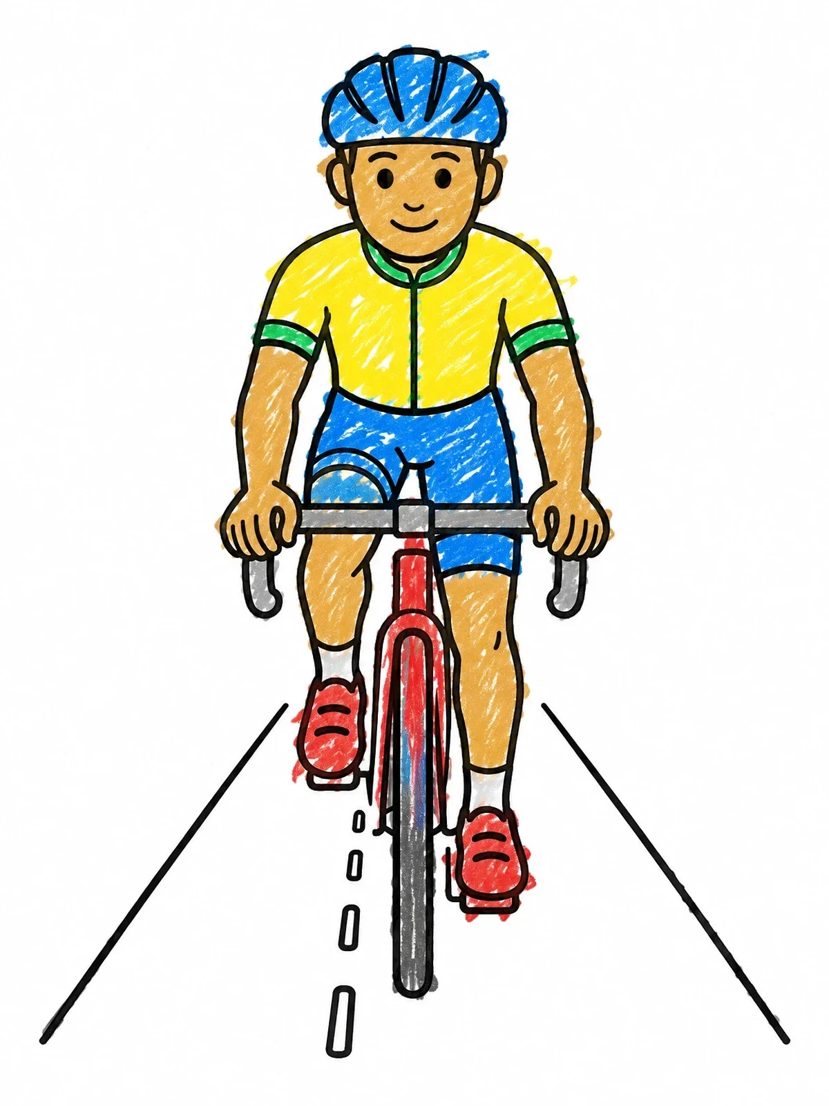 Colored example of the Young Cyclist Riding Road Bike coloring page