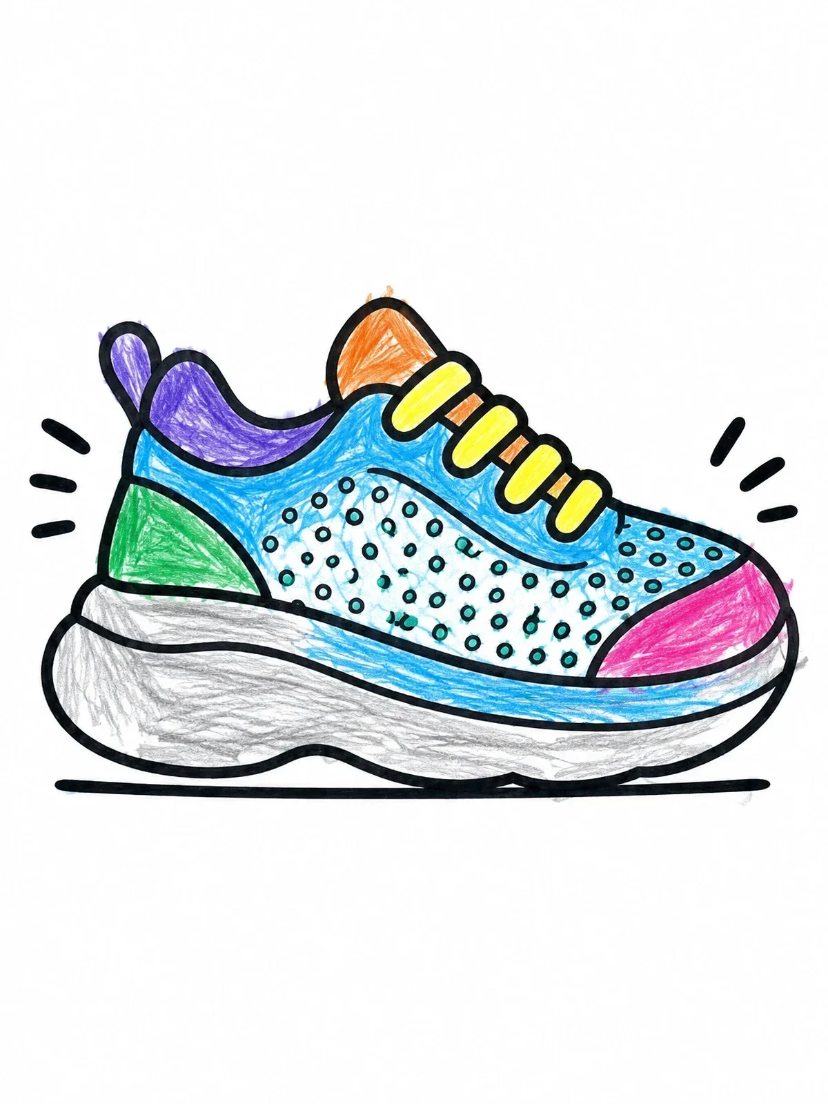 Colored example of the Sporty Running Shoe coloring page