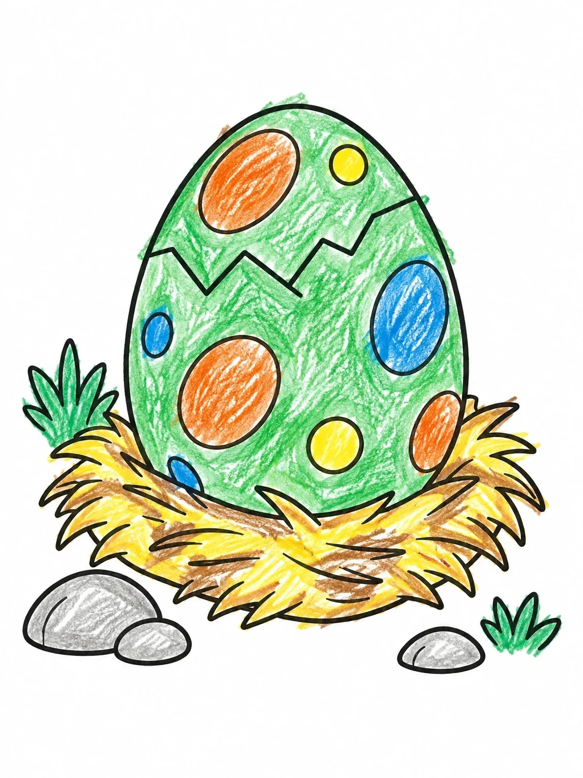Colored example of the Spotted Dinosaur Egg In Nest coloring page