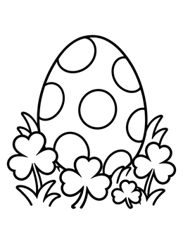 Free printable Spotted Easter Egg In Clover coloring page