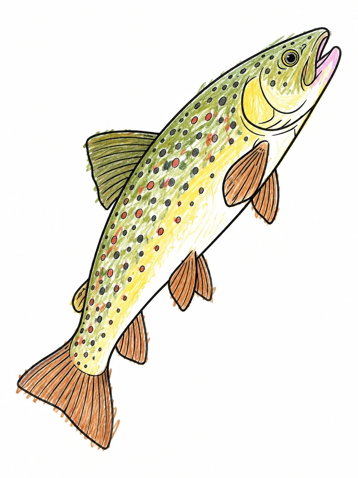 Colored example of the Spotted Trout Leaping Upward coloring page