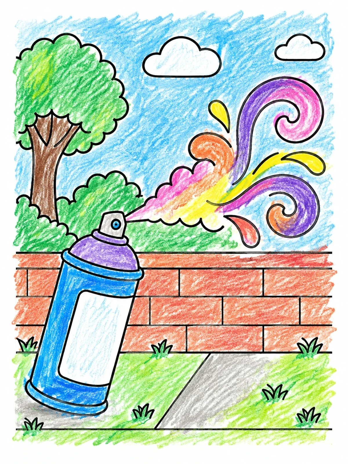Colored example of the Spray Paint Can With Swirls coloring page