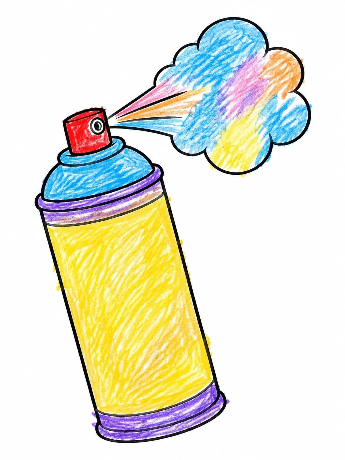 Colored example of the Tilted Spray Paint Can With Cloud coloring page