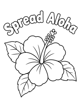 Free printable Spread Aloha Hibiscus Flower coloring page