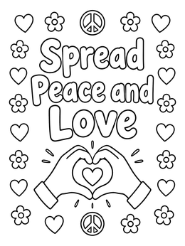 Free printable Spread Peace And Love Heart Hands coloring page