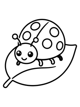 Free printable Cute Ladybug On A Leaf coloring page