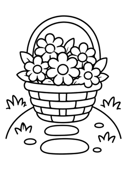 Free printable Basket Of Daisies In Garden coloring page