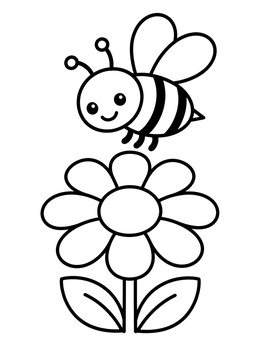 Free printable Cute Bumblebee Above A Daisy coloring page