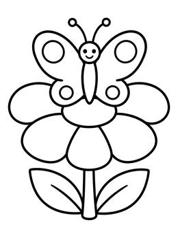 Free printable Cute Butterfly On A Flower coloring page