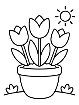 Free printable Potted Tulips Under The Sun coloring page