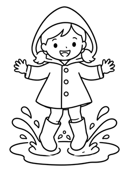 Free printable Child Splashing In Rain Puddle coloring page