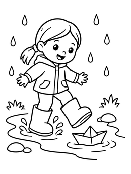 Free printable Toddler Splashing By A Paper Boat coloring page