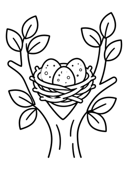 Free printable Bird Nest In A Tree Fork coloring page