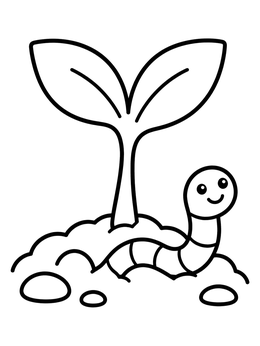 Free printable Little Sprout And Friendly Earthworm coloring page