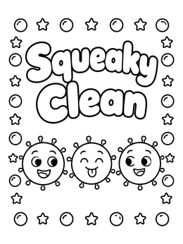 Free printable Squeaky Clean Cute Germ Trio coloring page
