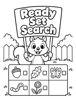 Free printable Squirrel Backyard Scavenger Hunt Checklist coloring page