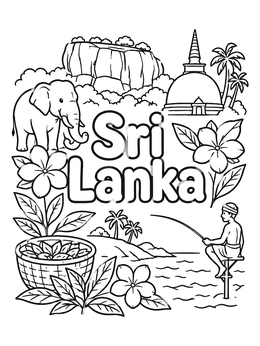 Free printable Sri Lanka Landmarks And Wildlife coloring page