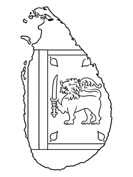 Free printable Sri Lanka Map With National Flag coloring page