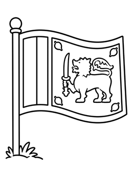 Free printable Sri Lanka National Flag Waving coloring page