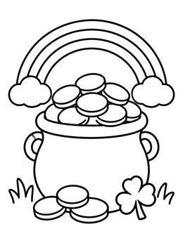 Free printable Pot Of Gold And Rainbow coloring page