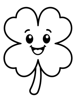 Free printable Smiling Four Leaf Clover coloring page
