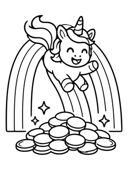 Free printable Unicorn Sliding Down A Rainbow coloring page