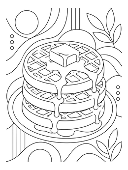 Free printable Stack Of Belgian Waffles With Syrup coloring page