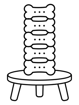 Free printable Stack Of Dog Bones On Stool coloring page