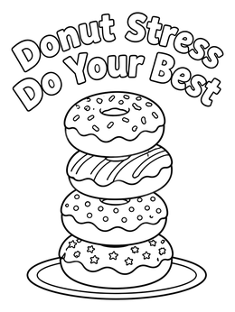 Free printable Stack Of Donuts With Quote coloring page