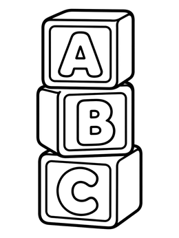Free printable Stacked Alphabet Toy Blocks coloring page