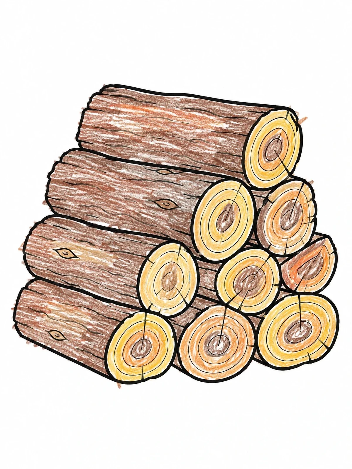 Colored example of the Neatly Stacked Firewood Logs coloring page