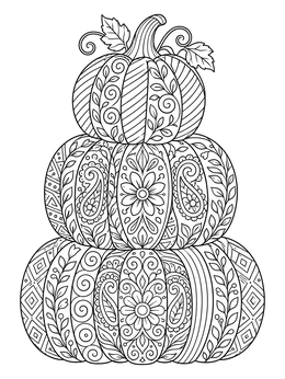 Free printable Intricate Stack Of Patterned Pumpkins coloring page