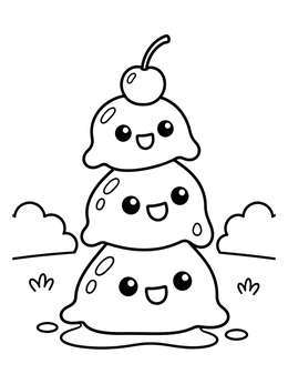 Free printable Stacked Slime Tower With Cherry coloring page