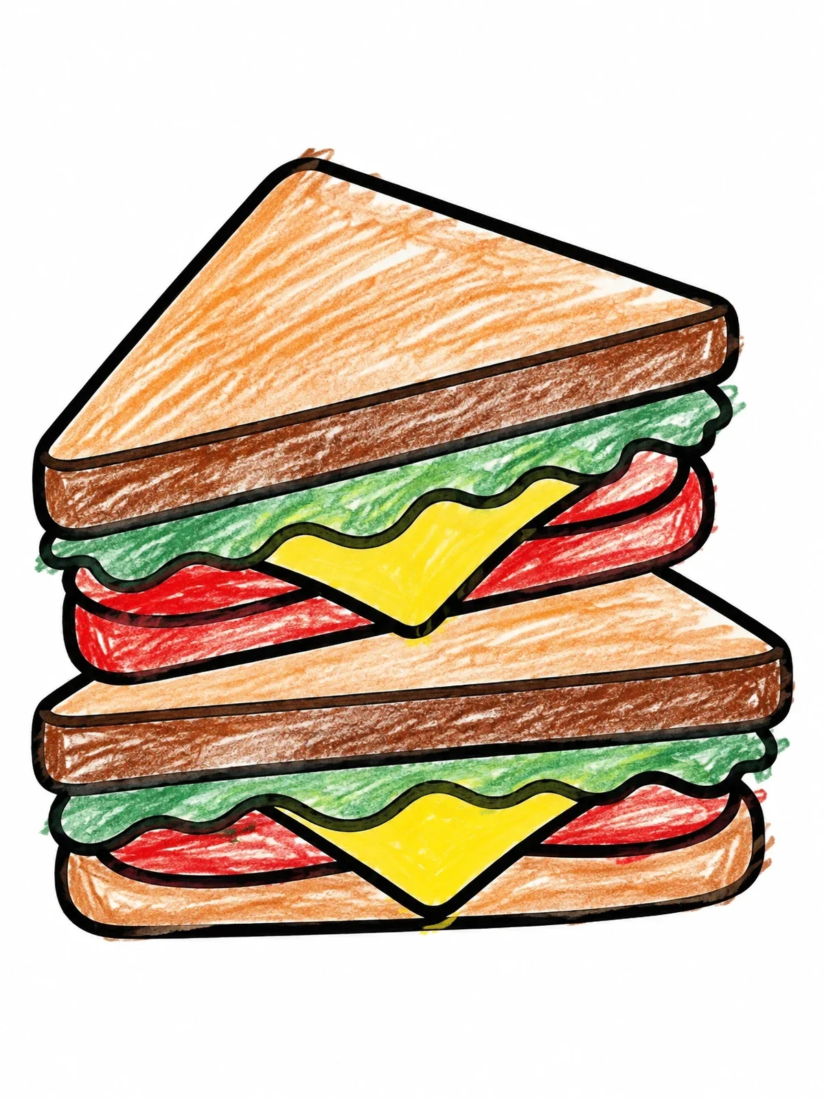 Colored example of the Stacked Triangular Sandwich Halves coloring page