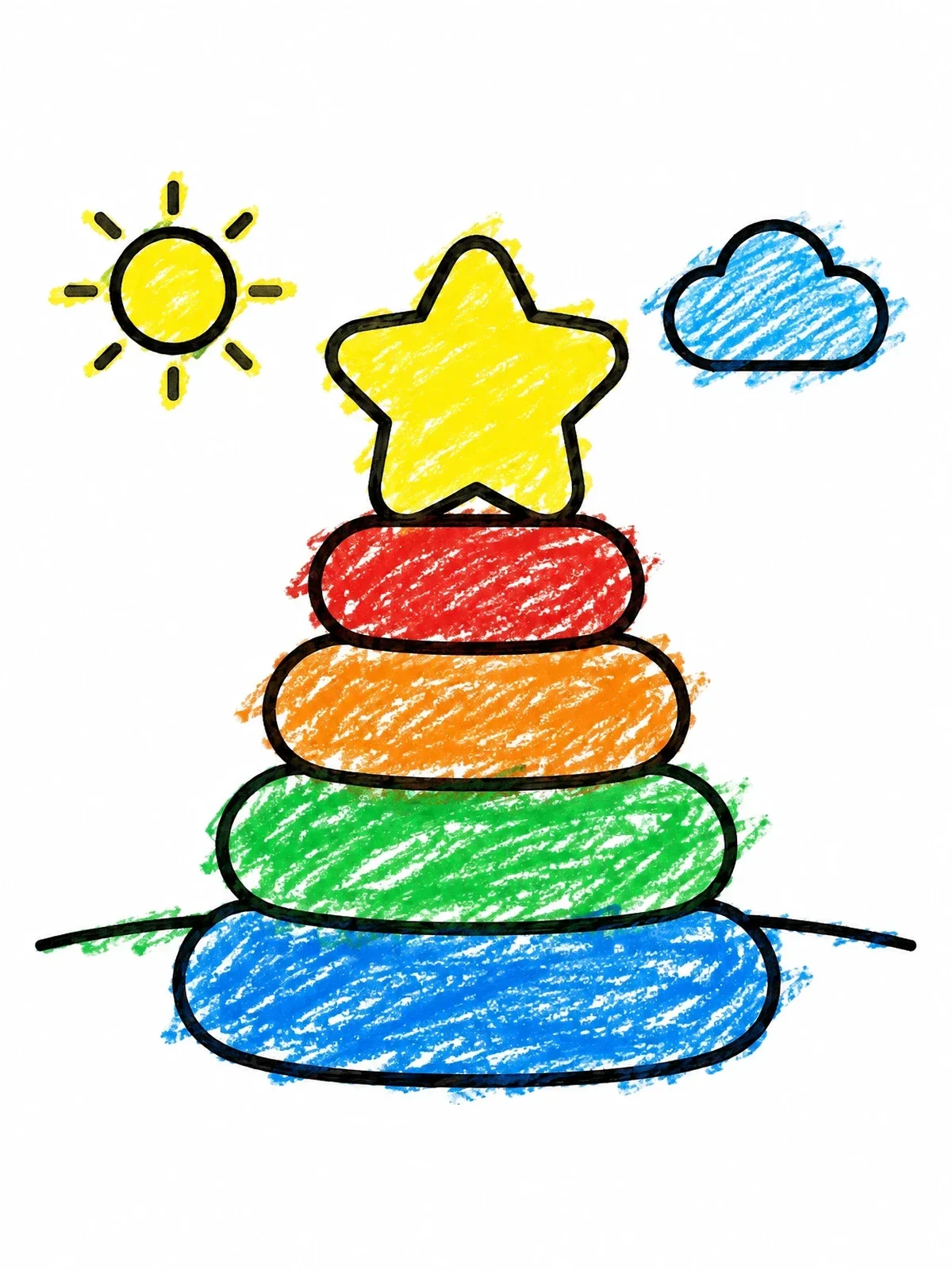Colored example of the Stacking Ring Toy With Star coloring page